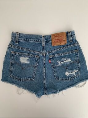 Levi's 550 denim short Light Blue Distressed Denim Shorts hot pant vintage